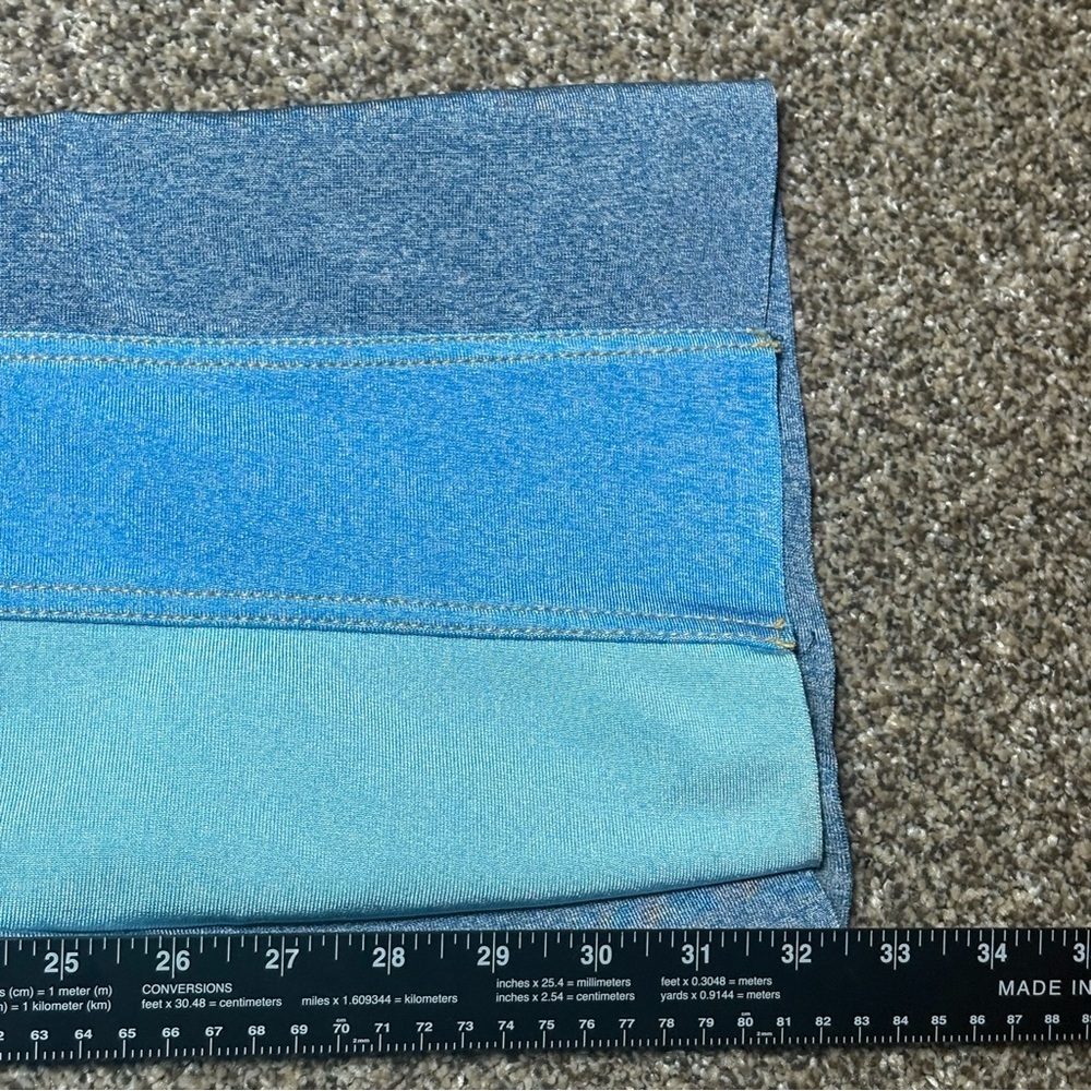 Fashion Nova Women’s Large Blue and Teal Striped High Rise Pants - Picture 6 of 14